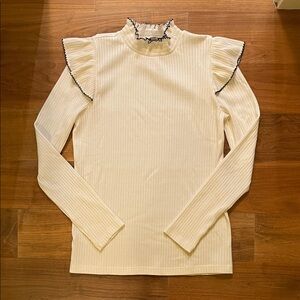 LOFT Elegant Cream Ruffled Women's Top
